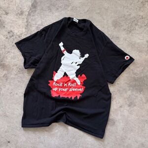 Vintage Delta Rock n Roll Up Your Sleeve Graphic Print Tee‎ T-Shirt XL Black